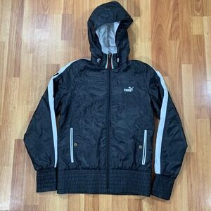 Puma Scuderia Ferrari Hoodie Windbreaker Jacket Womens Small Black Yellow Racing